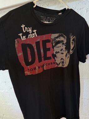 Washed Black Graphic 'Die for Success' Woman’s T-Shirt Diesel